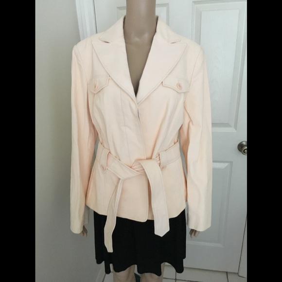 JACKET LEATHER White lined Elegant BGSD coat - Picture 2 of 8